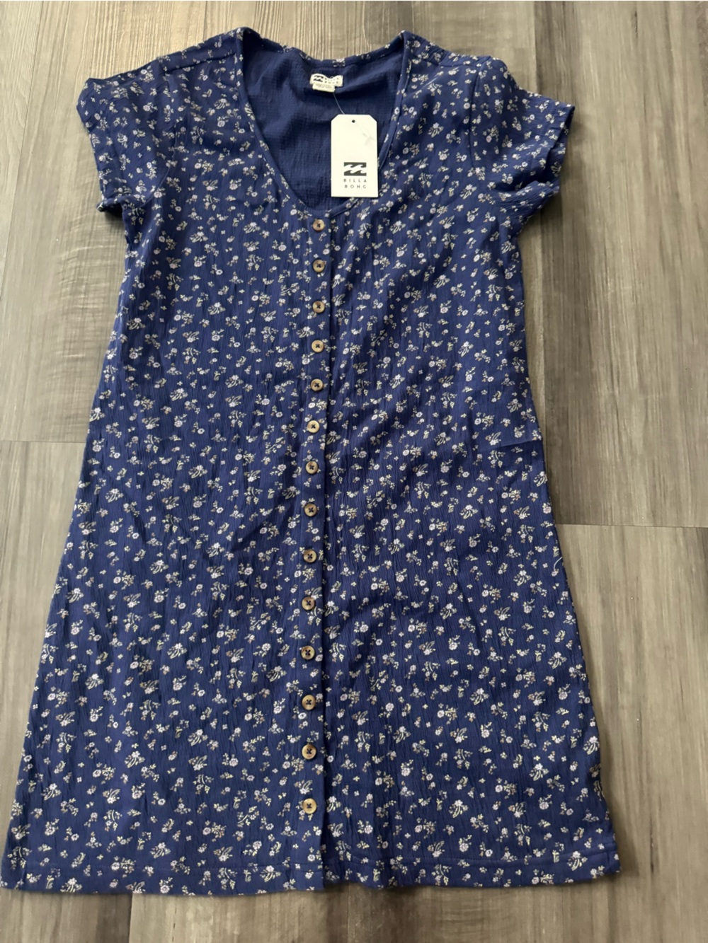Billabong Navy Blue Floral Button-Front Dress